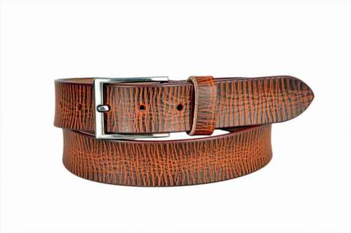 Party Wear 0.5 To 1 Mm Thickness Plain Design And Brown Color Mens Leather Belts With Silver Color Metal Buckle
