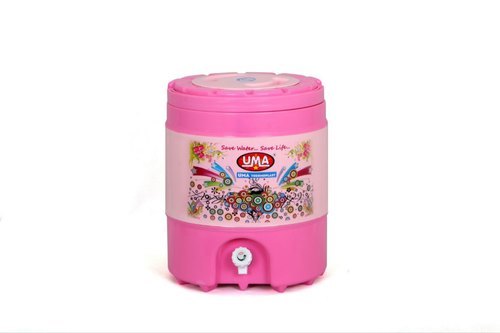 प्रिंटेड डिज़ाइन पिंक इंसुलेटेड वाटर जग 15 लीटर और 24 घंटे कोल्ड टाइम हैंडल मटीरियल: प्लास्टिक