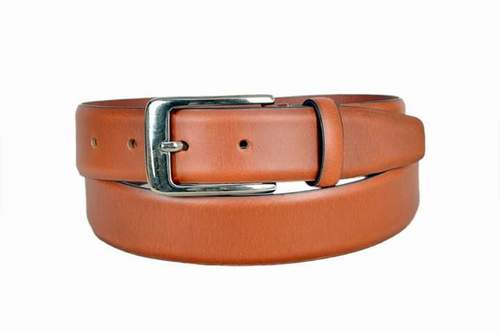 Tan Color 4 To 5 Mm Thickness Plain Design Mens Leather Belts With Brass And Nickle Buckles