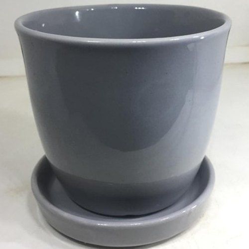 4.5 Inch Round Shape Factory Made Plain Pattern Ceramic Indoor Planter