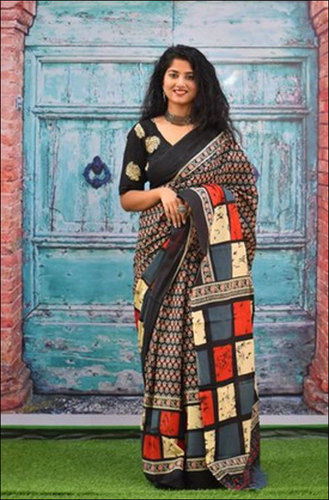 Ladies Party Wear Printed Mulmul Cotton Sarees, 6.3m with Blouse Piece