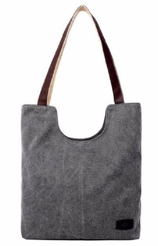 Comes In Various Colors Light Weight And Spacious Plain Design Vintage Canvas Shoulder Handle Tote Bag