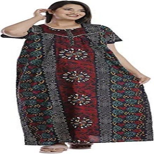 Crepe Multi Color Free Size Printed Pattern Pure Cotton Ladies Maxi For Daily Wear