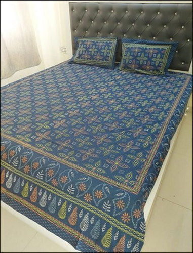 Multicolor Cotton Printed Double Bed Bedsheets With 2 Pillow Cover For Home, Hotel, Lodge, 100x108inch