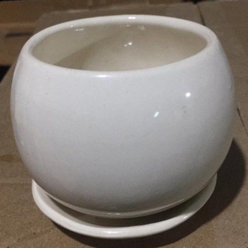 Plain Pattern Factory Made 4 Inch Ceramic Footed Curvy Bottom Planter