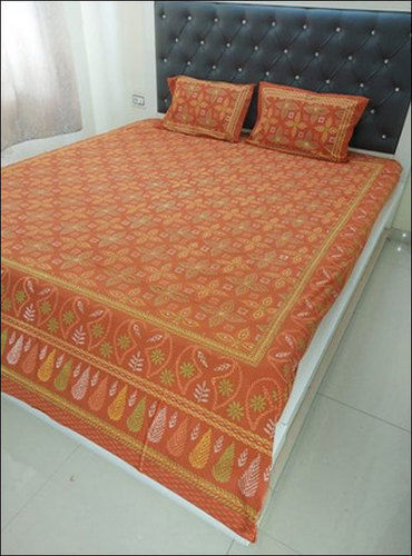 Pure Cotton Printed Double Bed Bedsheets With 2 Pillow Cover For Home, Hotel, Lodge, 100x108inch