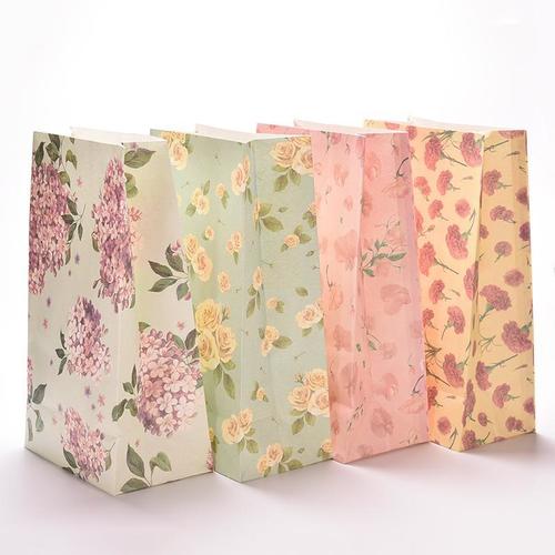 All Recycle And Biodegradable Floral Printed Pattern Paper Carry Bags