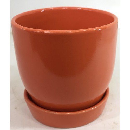 Round Shape Maroon Color Polished Plain Pattern 3.5 Inch Curvy Bottom Planter