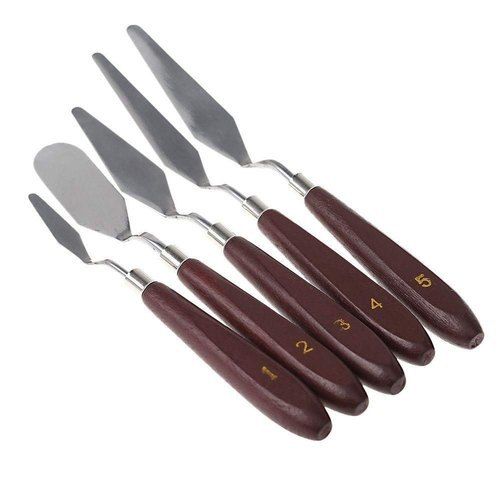 Easy To Operate Wooden Handle Metal Blades Painting Knife Set