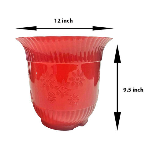 Red 12X12X9.50 Plastic Flower Planter