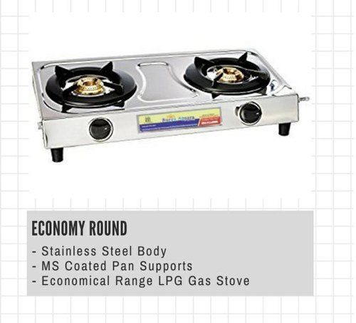 2 Burner Gas Stove In Economical Range With MS Coated Round Pan Support