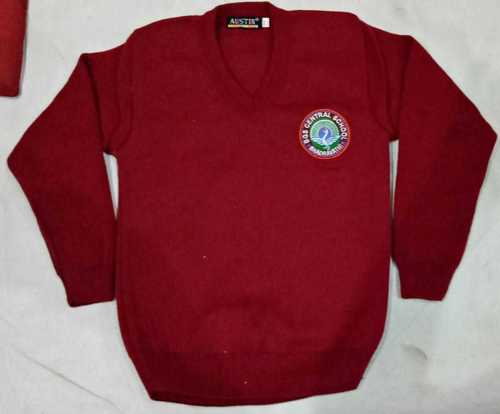 Washable V Neck Full Sleeves School Uniform Sweater