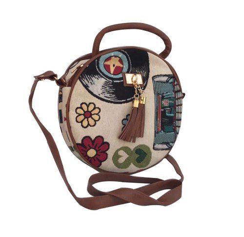 Very Spacious Women Stylish Cotton Cross Body Bag For Casual Wear With Adjustable Fabric Straps