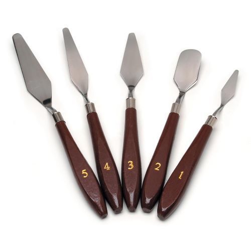 Wooden Handle Painting Knife Set - Stainless Steel Double Edge Blades, Polished Finish | Strong, Rust Proof, Durable, Easy To Operate, Ideal for Gels and Oil Paints