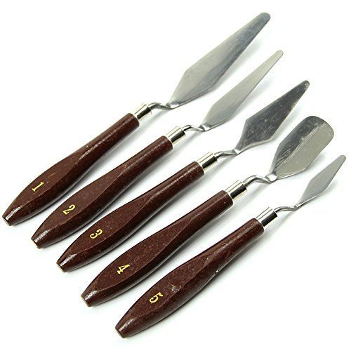 Wooden Handle Painting Knife Set - Stainless Steel Double Edge Blades | Rust Proof, Durable, Polished Finish, Easy To Operate, Ideal for Gels and Oil Paints