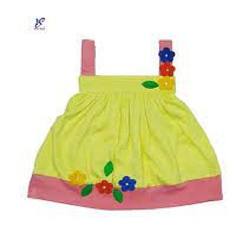 100 Percent Pure Cotton Baby Frocks Color Yellow Bust Size: 18 Inch (In)