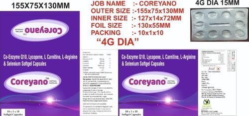 Coreyano Soft Gel Capsules With 10X1X10 Capsules Packaing General Medicines