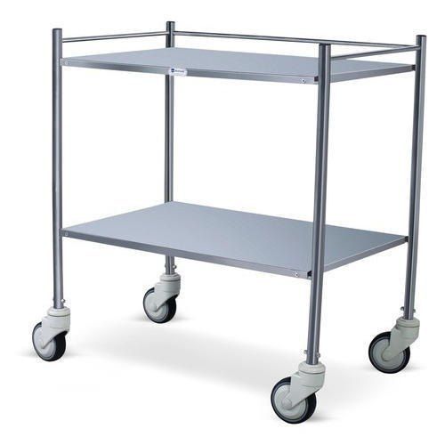 Stainless Steel Hospital Instrument Trolley With 4 Caster Wheel And Rectangular Shape