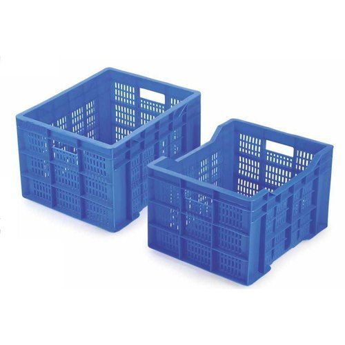 400 X 325 X 270 Mm Outer Dimension Blue Mesh Style Rectangular Industrial Plastic Vegetable Crate