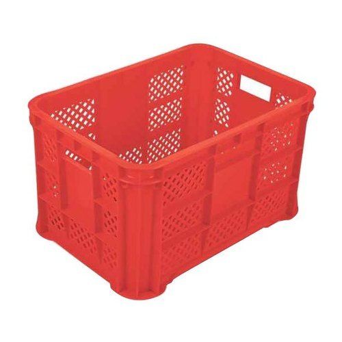 525 X 360 X 280 Mm Outer Dimension Rectangular Shape 45 L Industrial Red Plastic Crate 