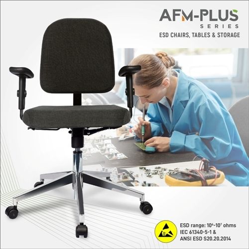 Durable Electronic Laboratory Esd Chair With Silver & Black Finish And 1 Year Warranty