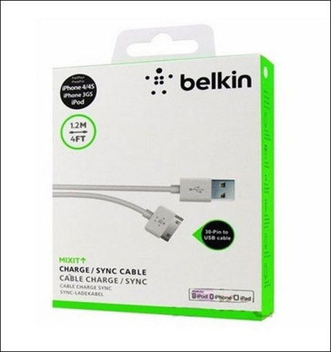 Belkin White 30 Pin To Usb Cable For Mobile Charger