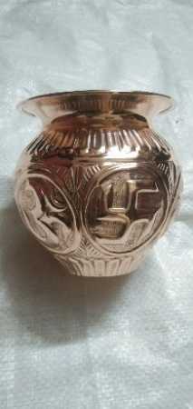 Best Price Corrosion Proof Swastik Design Pure Copper Round Lota For Pooja Size: 10 No