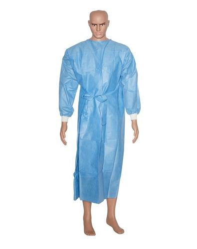 Blue Color and Plain Design Full Sleeve Pro Fab Surgical Reinforced Gown (SMMS)