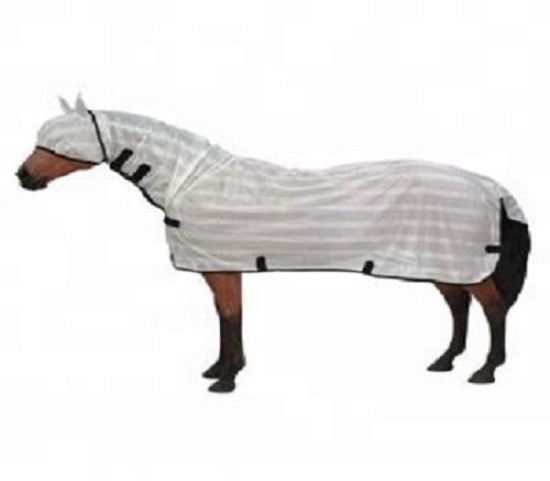 Cotton Filling Plain Design And White Color 2 Belly Polyester Fly Sheet With Neck Cover Horse Rug For Summer Weather