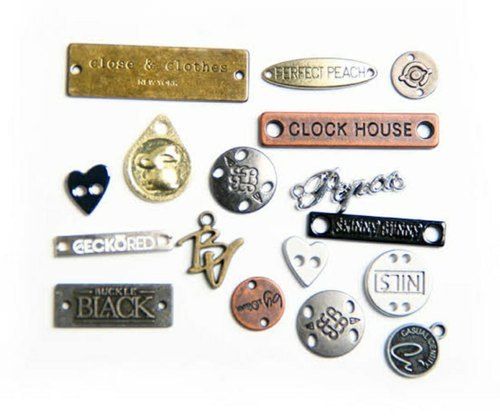 Any Color Designer Zinc Metal Badges For Garments With Coated Finish And Various Shapes