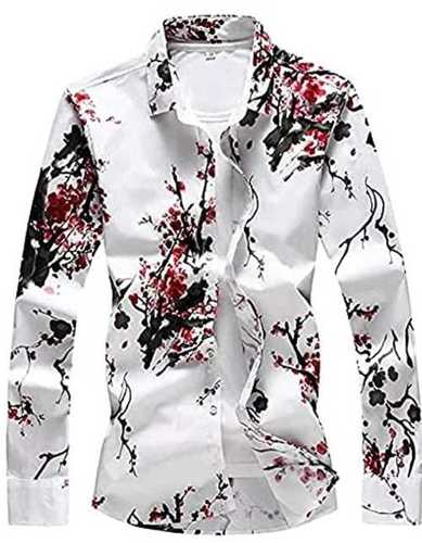 Full Sleeves White Color Printed Mens Designer Check Shirt For Party Wear Age Group: Adult