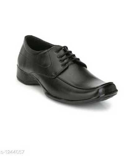 Lace Closure Black Formal Shoes In Genuine Leather, Eva And Pu Leather Heel Size: Medium