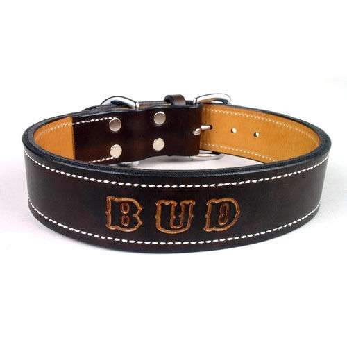 Light Weight And Skin Friendly Black Color Leather Dog Collar With Silver Color Metal Buckles Size: Various Sizes Are Available