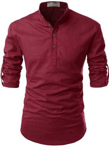 All Maroon Color Full Sleeves Mens Cotton Casual Shirts For Regular Wear