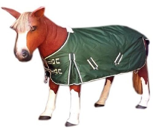 Plain Design And Green Color 2 Belly Polyester Miniature Horse Rug For Summer Weather With Polyester Filling