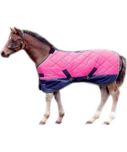 Plain Design Blue And Pink Color 2 Belly Polyester Waterproof Horse Quilted Rug With Nylon Lining Usage: In Winter Weather