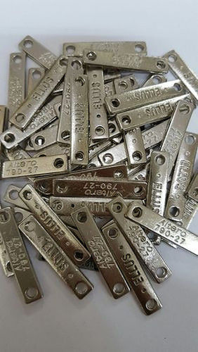 Rectangular Shape Stainless Steel Metal Badges For Promotional Work With Silver Finish