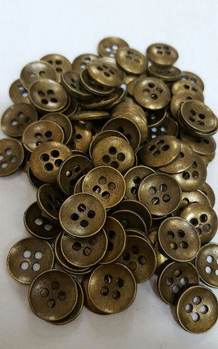 Round Shape Brown Metal Buttons For Garments With 4 Holes (100 Pieces Per Packets)