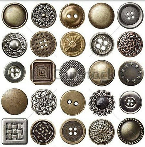Zinc Metal Button With Round , Square, Triangle Shape (100 Pieces Per Packets)