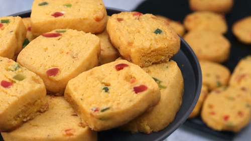 Crispy, Sweet And Crunchy Bakery Biscuit With Cherry