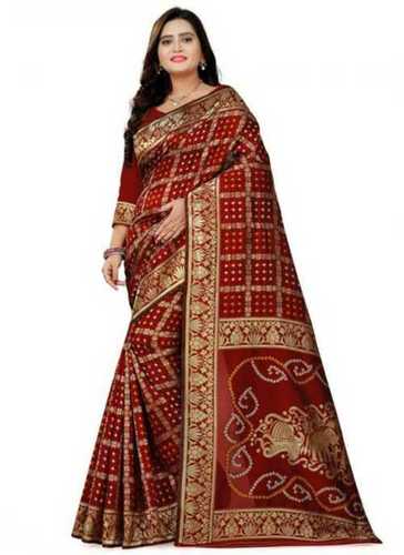 Party Wear Silk Ladies Designer Bandhani Saree, 6.3 m (with blouse piece)  at Rs 2000 in Delhi