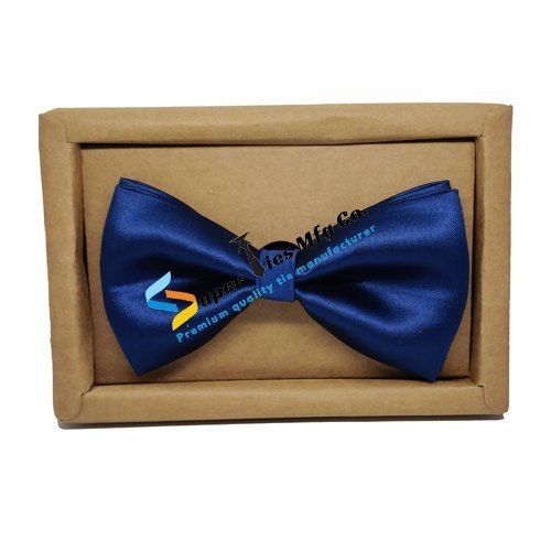 Party Wear Plain Dark Blue Unisex Bow Tie With Washable And Microfiber Fabrics Size: Free