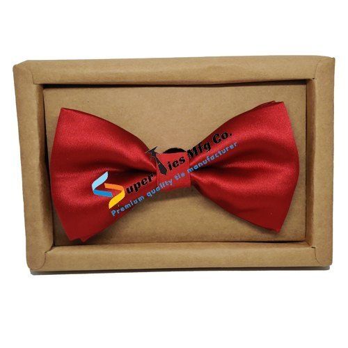 Party Wear Plain Red Unisex Bow Tie With Washable And Microfiber Fabrics Size: Free