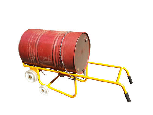 Rigid In Construction Four Wheel Type Powder Coated Drum Lifter Trolley