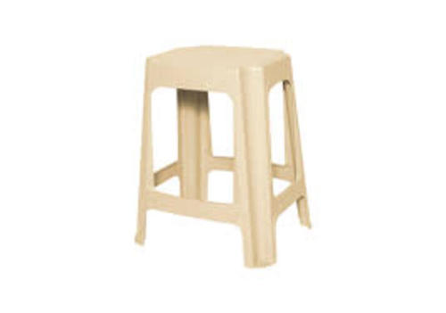 Plastic Stool - 21 Inch Square Design | Off White, Lightweight, Stackable, Durable, Easy to Clean, Indoor/Outdoor Use