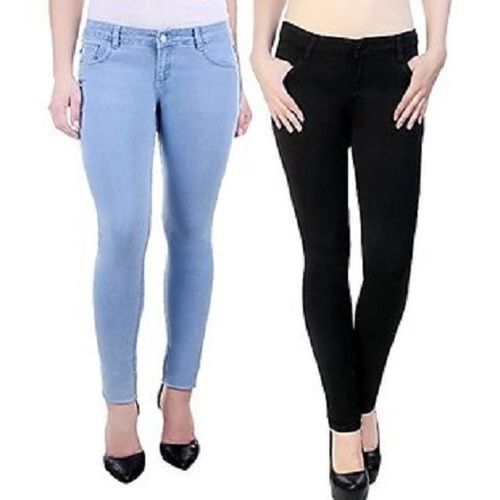 Washable Black And Blue Skin Friendly Ladies Casual Wear Skinny Plain Denim Jeans