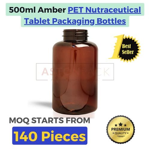 Pet Nutraceutical Tablet Packaging Bottles - 500 Ml Amber Diameter: 77.67 Millimeter (Mm)