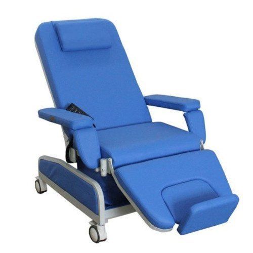 Blue Adjustable Chair for Hospital Use With 4 Wheels
