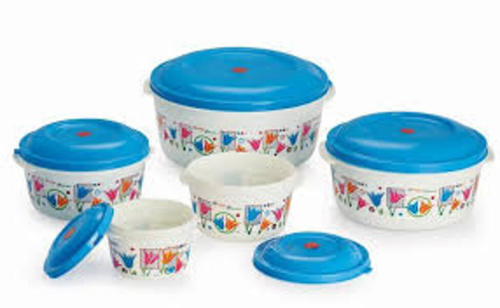 Cozy 5 Pcs Printed Plastic Round Container Set