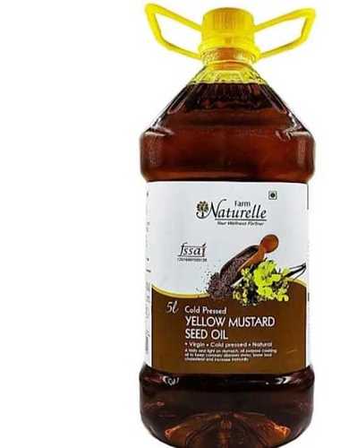 Farm Naturelle Cold Pressed Yellow Mustard Seed Oil, 5 Liters for Cooking